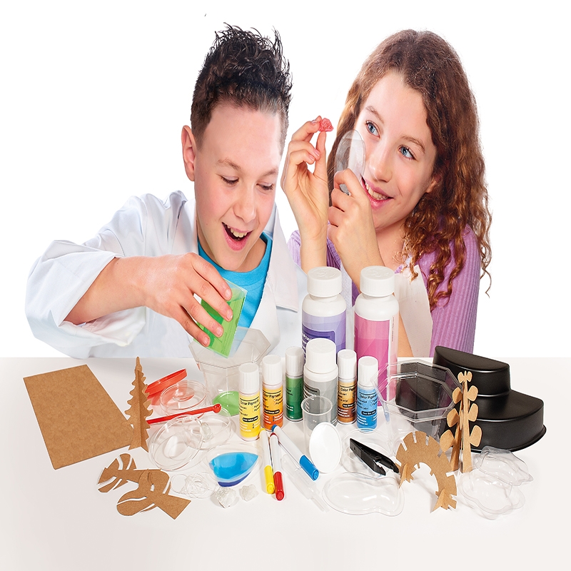 Science Mad Crystal Growing Lab Boy and Girl Experimenting